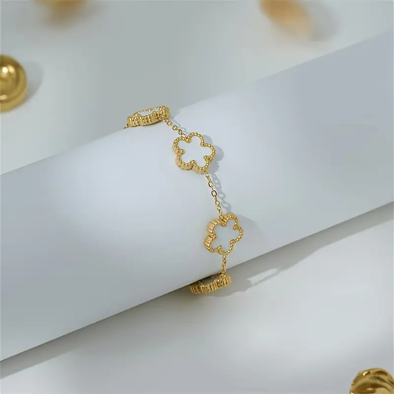 a flower bracelet made of stainless steel a stylish and versatile accessory Product details 4