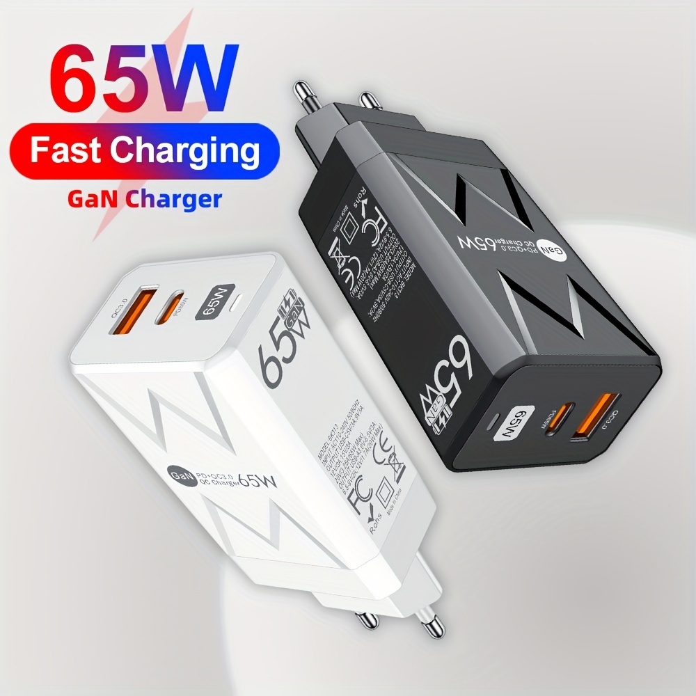 

Pd 65w + Qc3.0 20w Gan Charger 2 Ports Mobile Phone Fast Charging Adapter, Us Plug Usb Type C Mobile Phone Fast Charging Charger, Portable Travel Charger Wall Charger