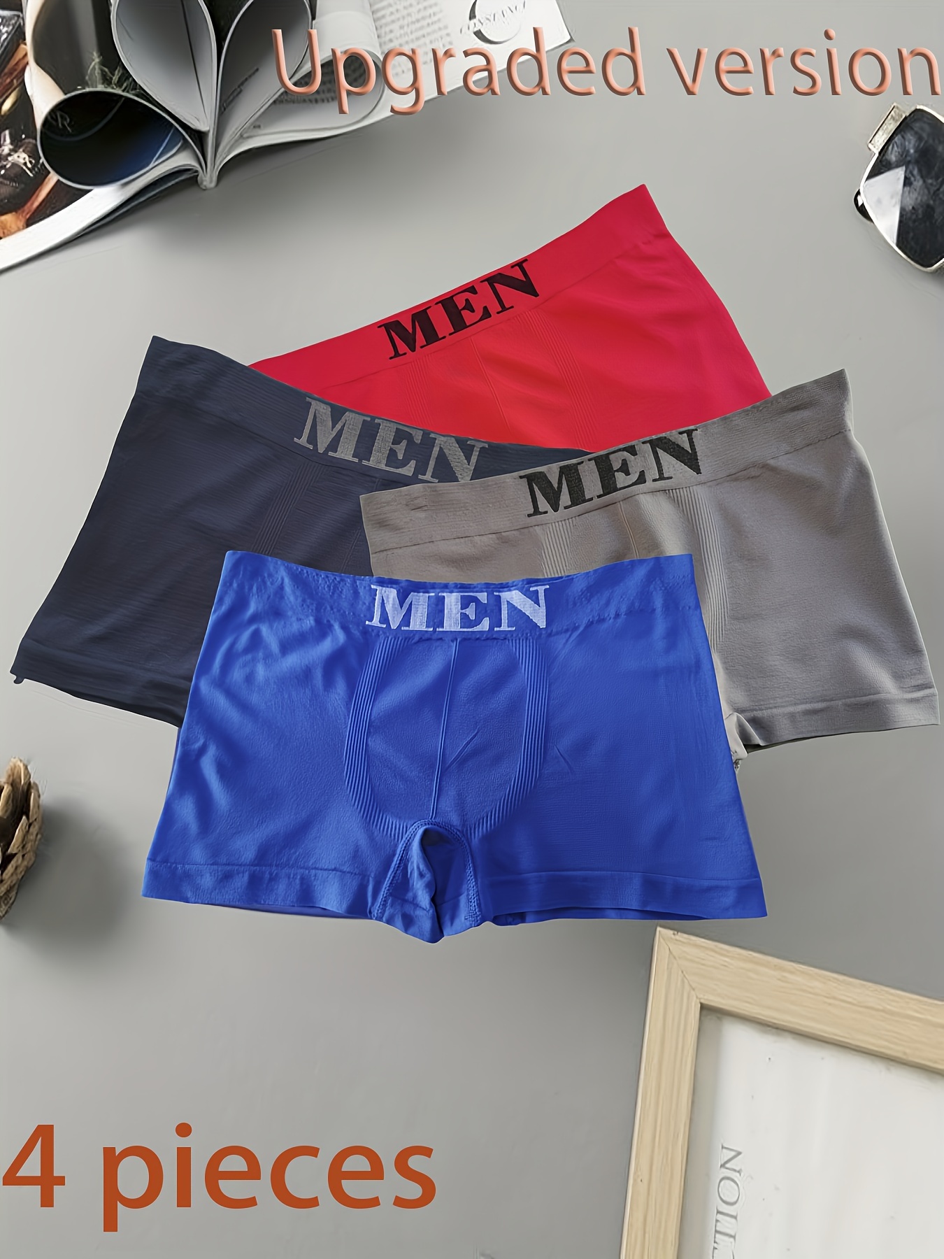 Fashion 4PCS Men's Cotton Underpants In Solid Color