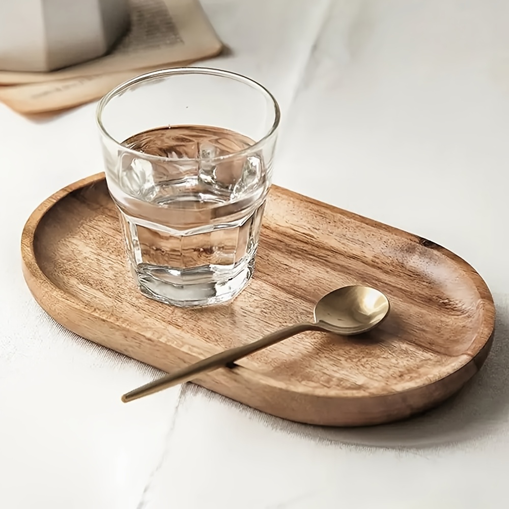 

Elegant Oval Japanese-style Wooden Serving Tray - Solid Wood Coaster For Breakfast, Ideal For Bread & Desserts - Home, Kitchen, Restaurant Use, Breakfast Tray