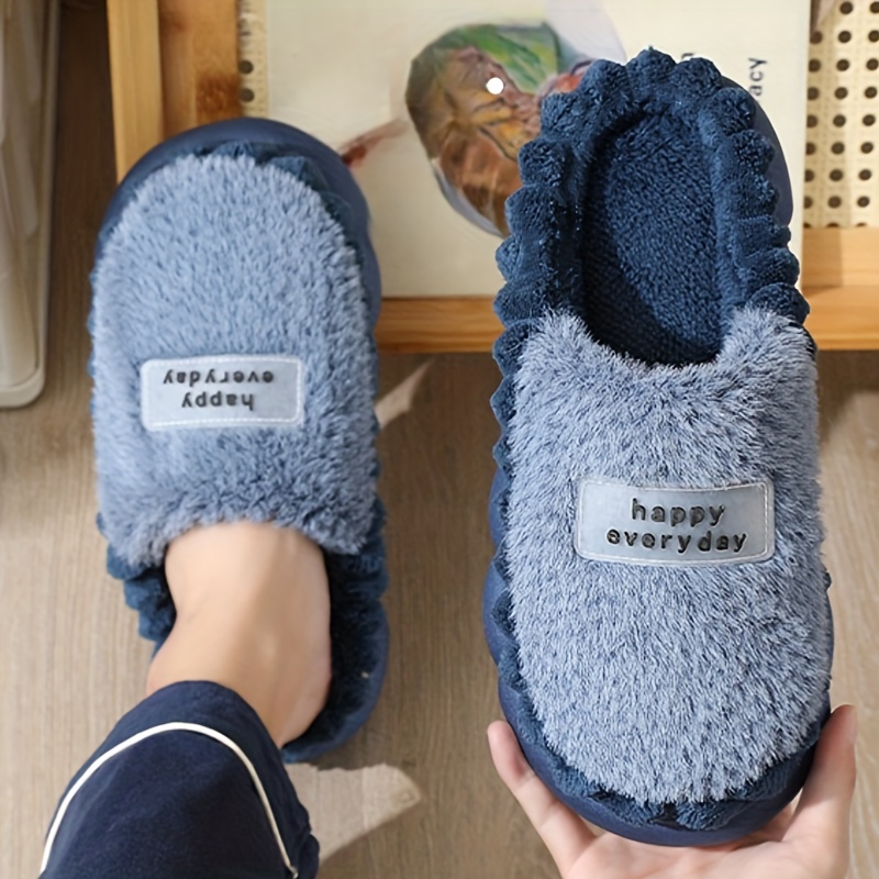 

Unisex-adult Plush Slippers With Print - Cotton Fabric, Non-slip Pvc Sole, Indoor