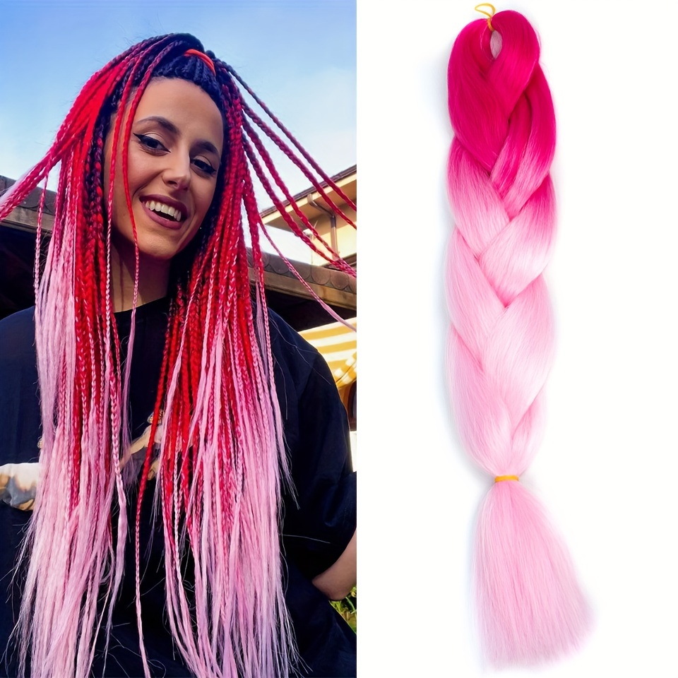 Image of 24-inch Ombre Braiding Hair Extensions For Women - 100g, Versatile Synthetic Crochet Twist Braids