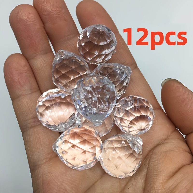 TEMU 2d Flat, 12pcs Pack 12pcs Crystal Pendants Suitable For Home & Garden Decor, Refracting Light Catchers With Prism Hanging Decorations, Making,