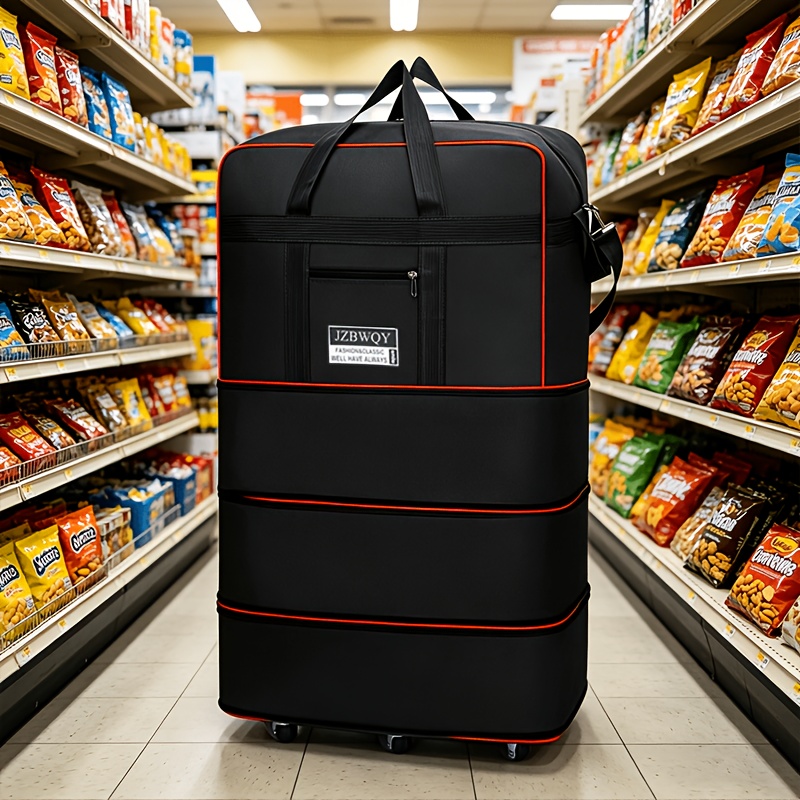 TEMU 6-wheel Rolling Storage Duffel Bag, 2 In 1 Trolley & Shoulder Crossbody Carry, 70lb Heavy Duty , Foldable & Expandable Capacity For Grocery