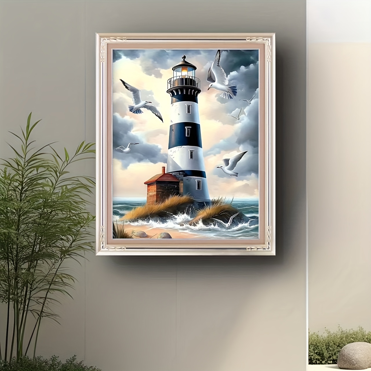 Large Seaside View Observation Tower 5d Diamond Painting Kit, Diamond Acrylic Art Set, Home Wall Decoration, Unframed