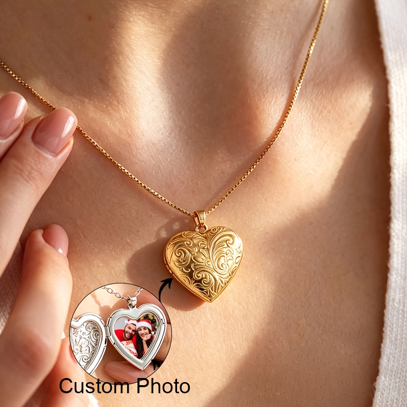 Customized Photo Heart-Shaped Necklace — Stylish Gift for Her