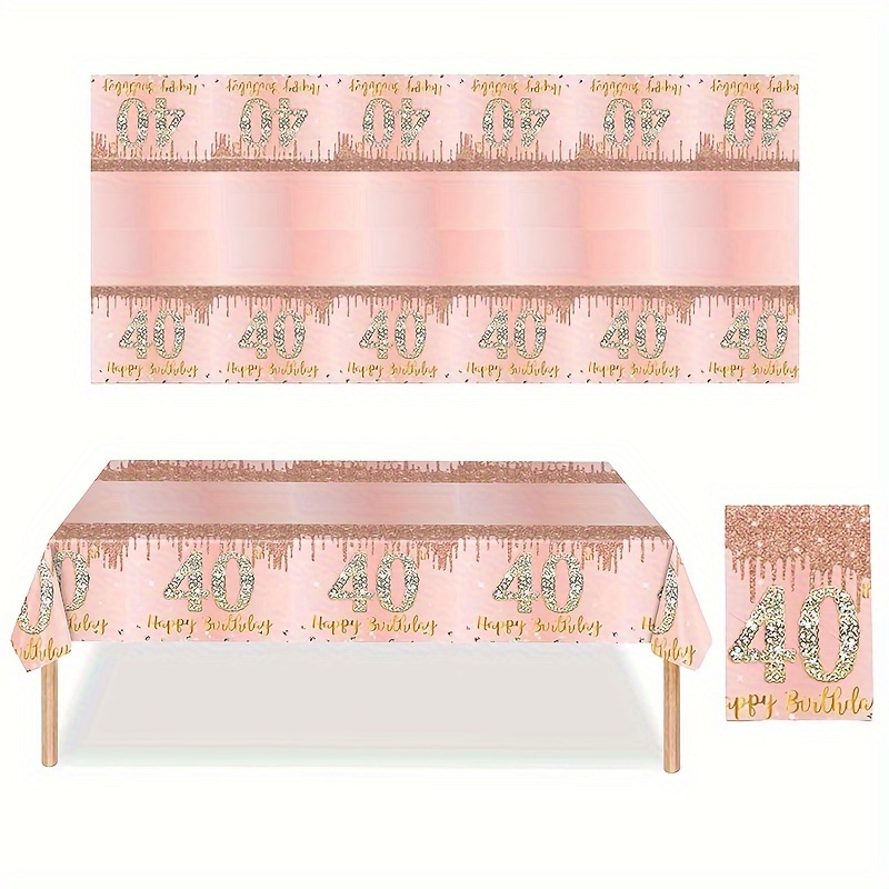 

Rose Gold Disposable Tablecloth For Birthday Parties - Perfect For 18th, 21st, 30th, 40th, 50th, 60th Celebrations - Durable Plastic, Machine-woven, 54"x108
