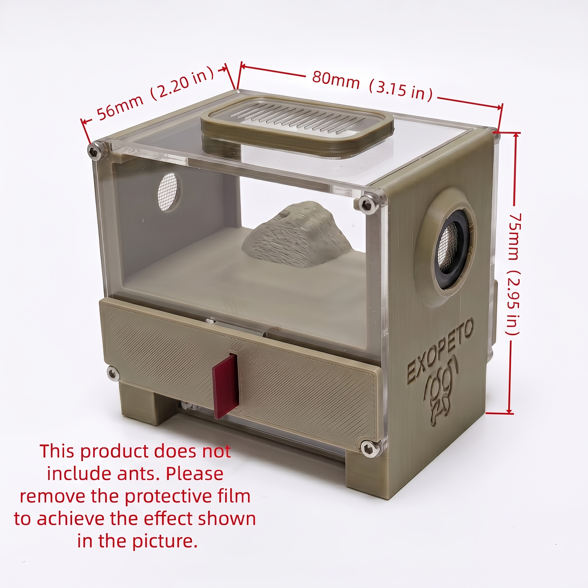 TEMU Transparent Acrylic Ant Farm Habitat - 3d Printed Ant Nest With Anti-escape & Ventilation Design, Clear Observation Box For Ants & Insects