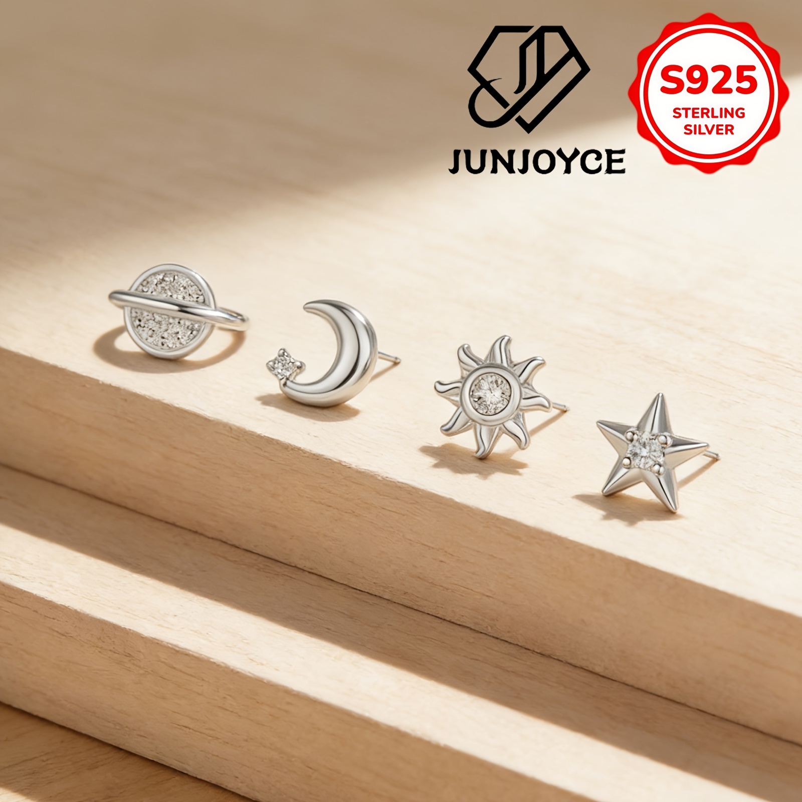 4pc Valentine's Day S925 Silver Women's Stud Earrings Set