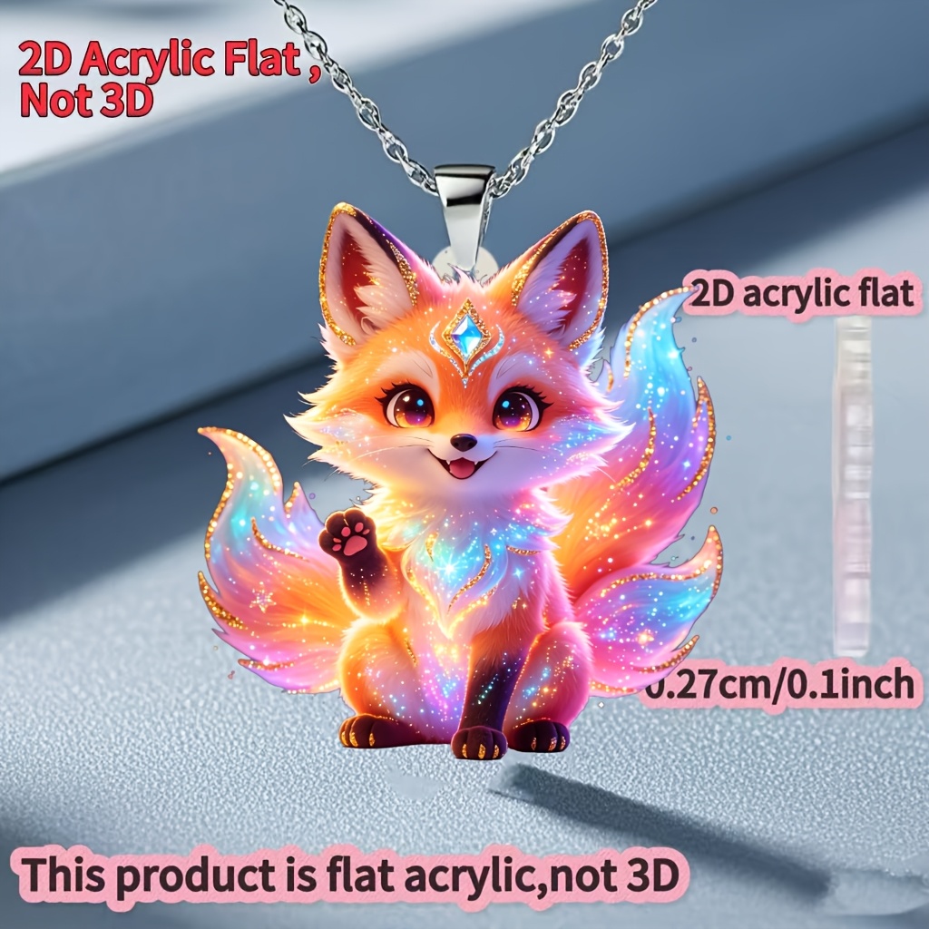 Cute Fox Pattern Pendant Necklace, Unisex Gift