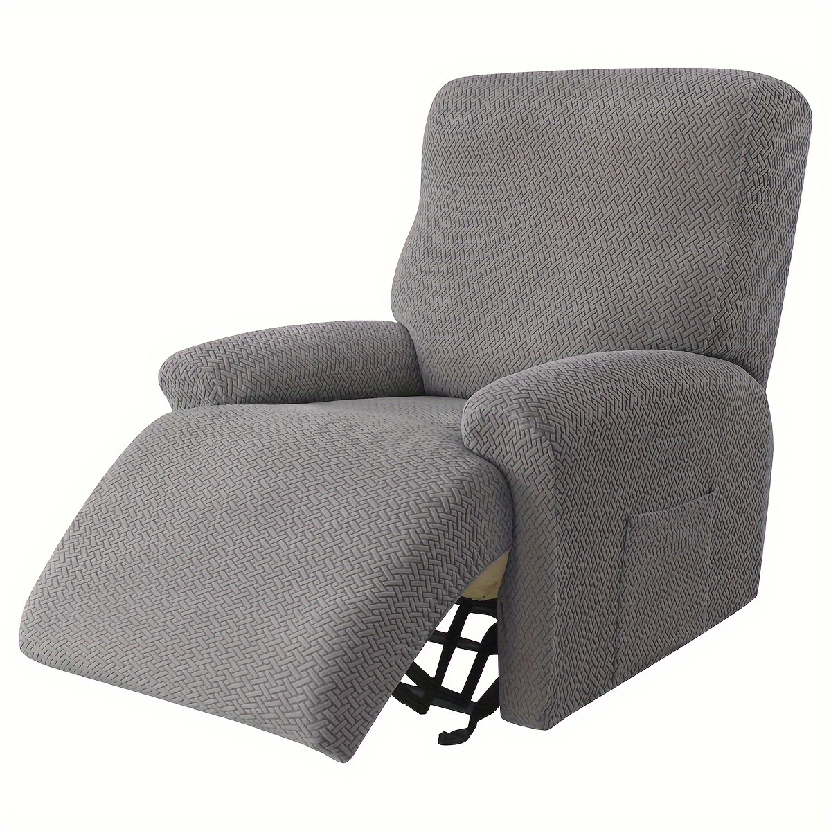 4pcs Stretchable Split-section Cover For // Longue, Jacquard Plush Velvet