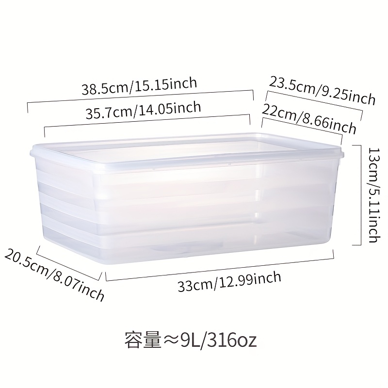 Image of Set Of -large 9l Refrigerator Storage Boxes Made Of Food-grade Transparent Plastic With Lids, Suitable For Commercial Food Storage, Kitchen Snacks, Miscellaneous Items, And Document Organization