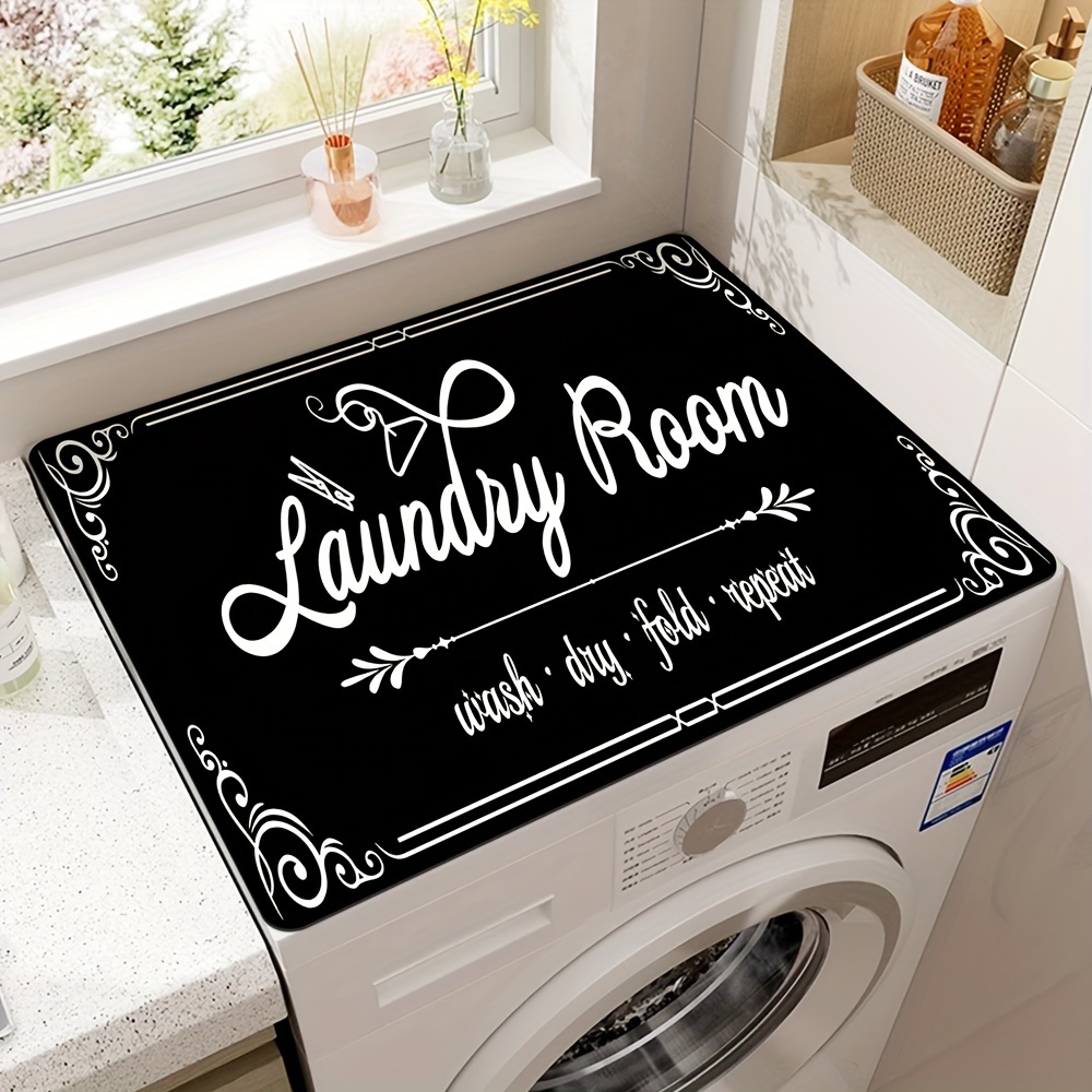 1pc english printed washing machine dust cover pad quick dry absorbent protective pad suitable for washing machine and dryer modern practical pad suitable for laundry room and kitchen decoration details 10