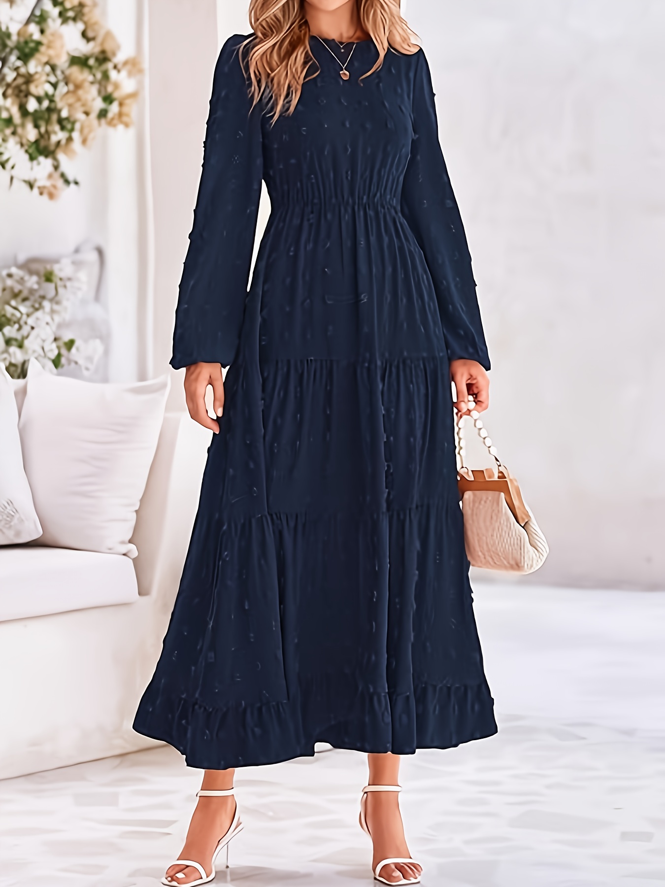 navy blue dresses sold on Temu United States
