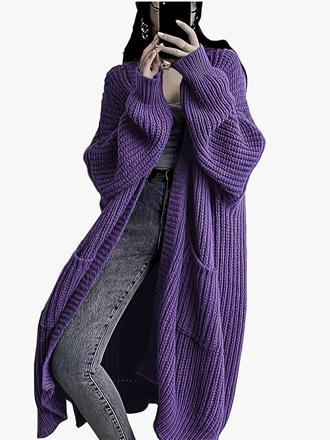 womens long sleeve cardigan sweaters open front long cardigans duster with pockets 2024 fall winter oversized coat