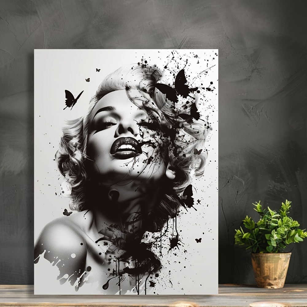 

Chic Butterfly Woman Canvas Art Print, 12x16" - Modern Unframed Wall Decor For Living Room, Bedroom, Studio