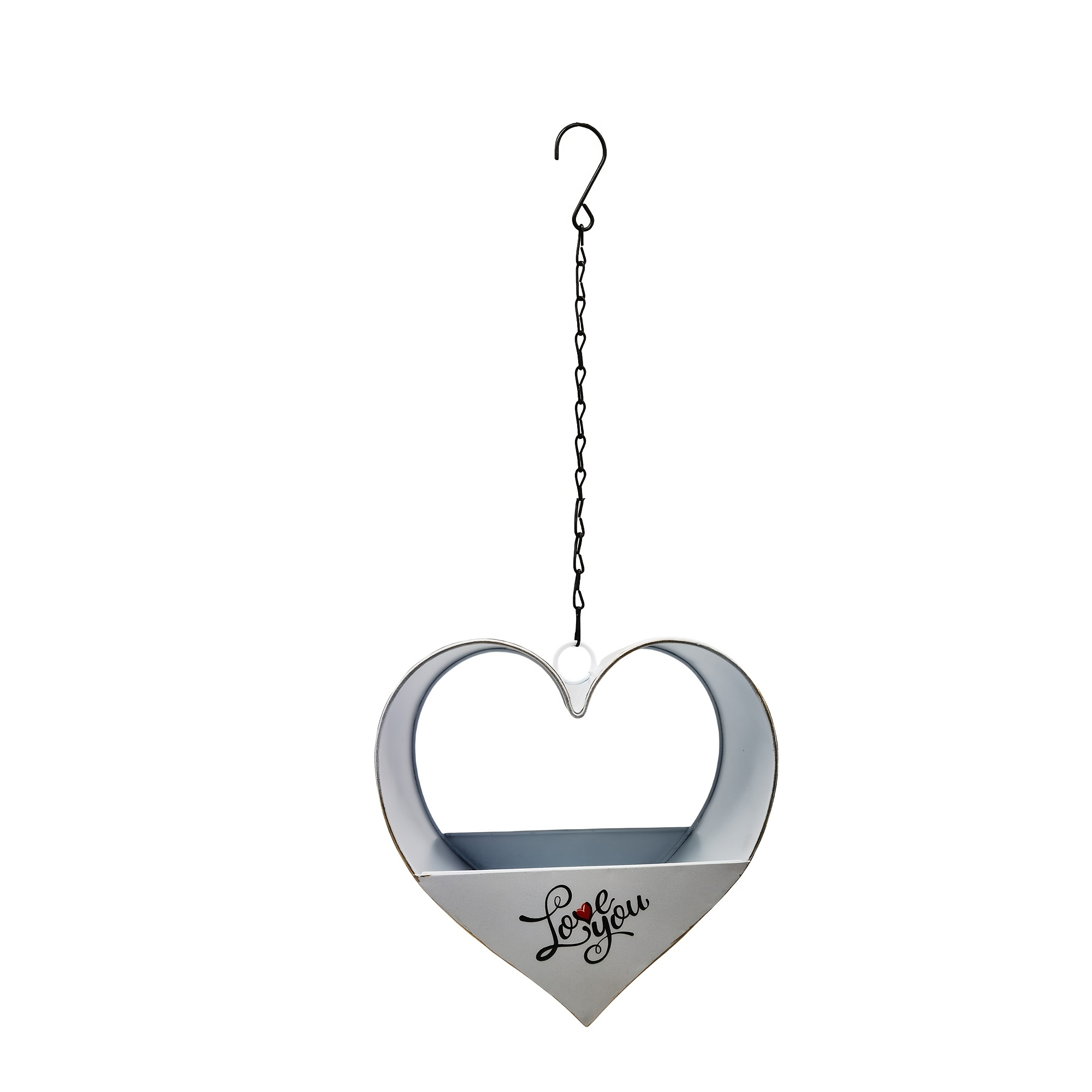 Image of 1pc Heart-shaped Hanging Flower Pot, For Outdoor Plants, Self-watering Hanging Pot, Plant Hanging Basket, Wall-mounted Metal Flower Pot With Plant Hanger, Valentine's Day Gift