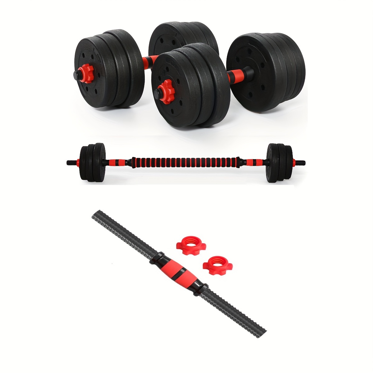 

Adjustable Dumbbell Barbell Set, Pvc Material, 3 In 1 Workout Weights For Strength Training, With 20lbs Weight Plates, For Home Gym, Fitness Lifting Equipment