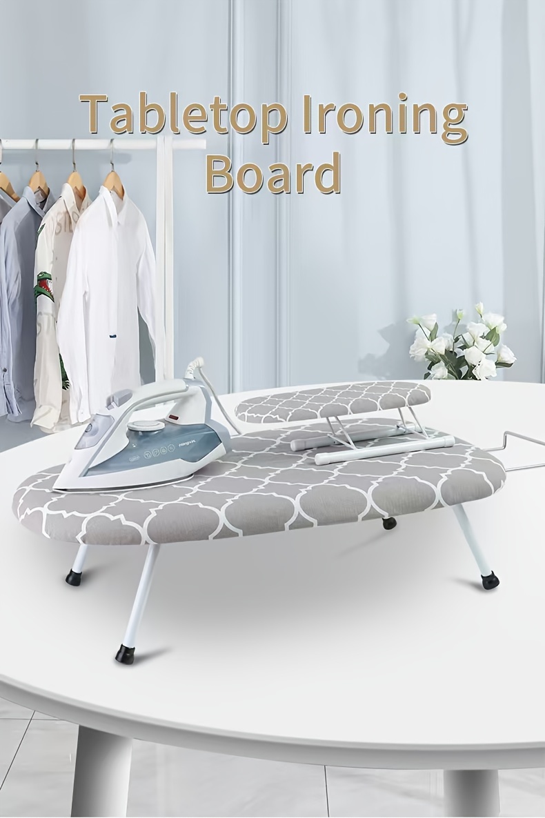 adjustable large ironing board with folding legs removable plastic cover portable tabletop ironing board for home use details 0