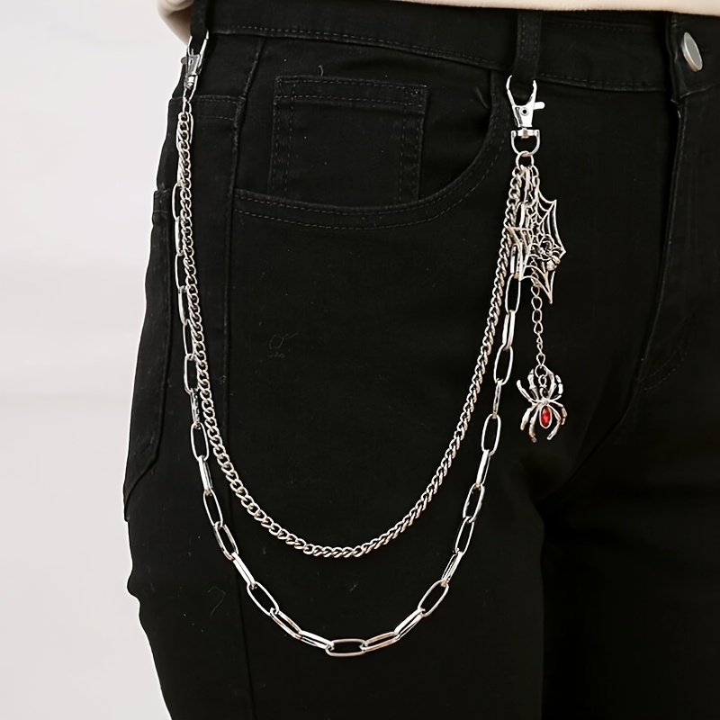 Double Layer Chain Pendant with Rhinestone Spider Web