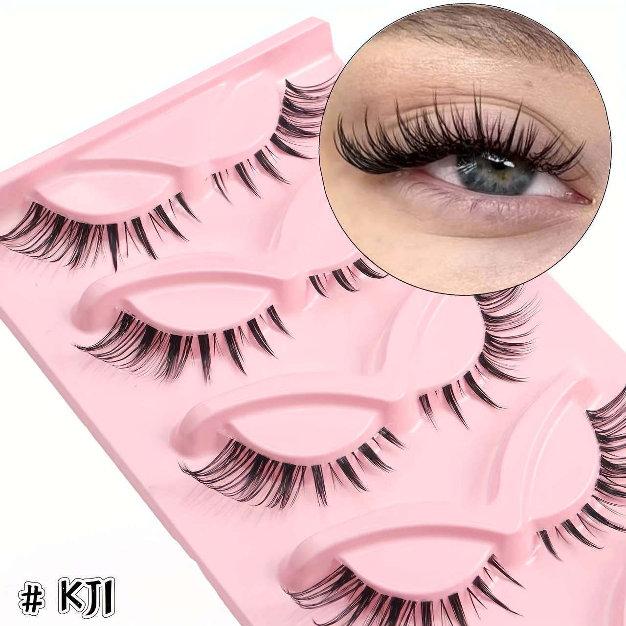 5 Pairs Of Slanted Fox-, Light European-style, Pure-desire, Supernatural Eyelashes, Shorter And At The Back