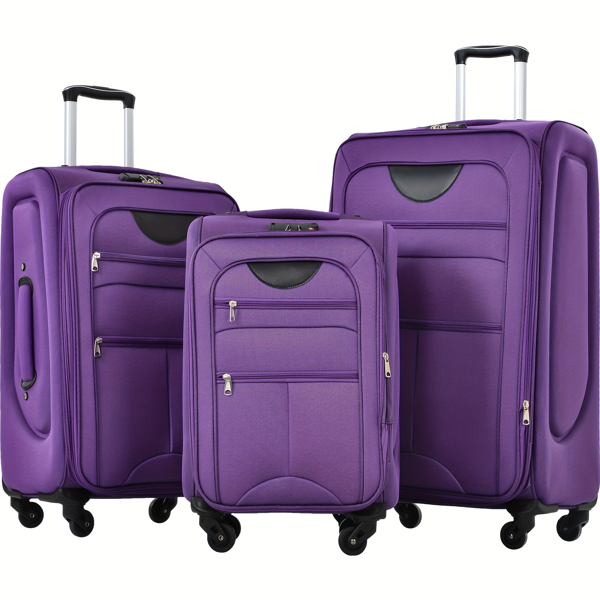 

3 Pcs Solid Color Luggage Set - Lightweight With Spinner Wheels Suitcases For Effortless Travel