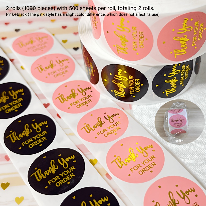 TEMU 2 Rolls (1000pcs) Round Thank You Stickers, Party Sticker Sealing Stickers - Party Gift Bag Labels, Product Packaging Stickers, Journal Stickers