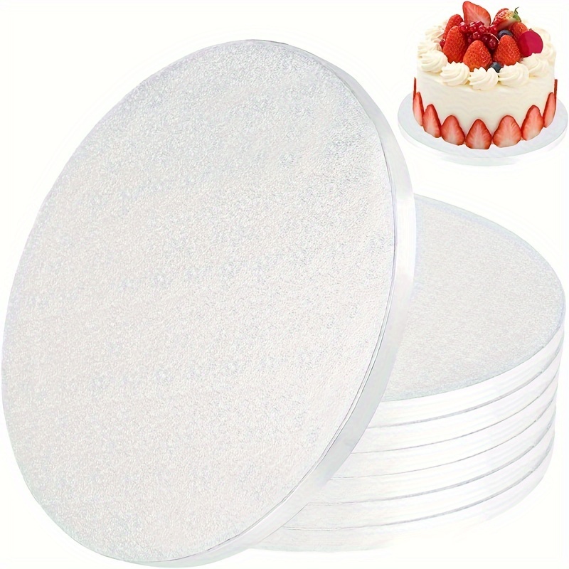 

Cake Board 10/12 Inch Round Thick And Sturdy Cake Board, Smooth Edge Cake Decoration, Suitable For Multi-layer Cakes (pack Of 6, Silver)