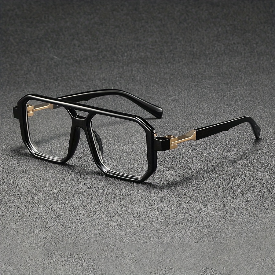 5pcs Men's Square Frame Double Beam Decorative Glasses Set