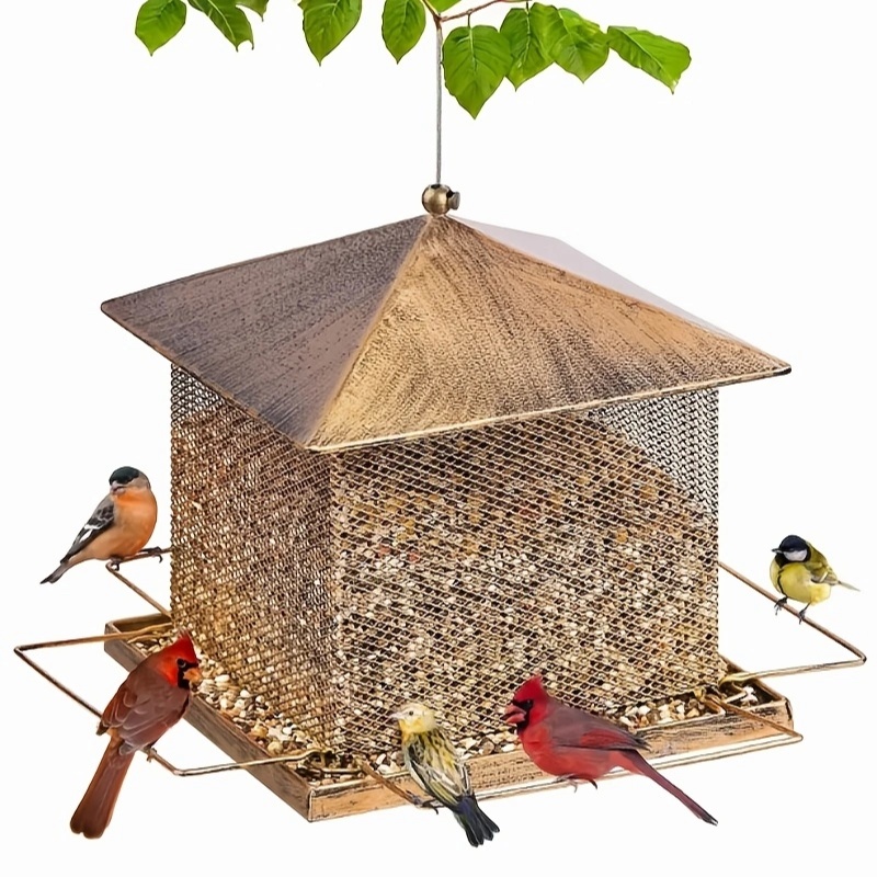 Metal Hanging Bird Feeder - Large Capacity, Mixed Seed Dispenser For Outdoor Garden & Yard Decor