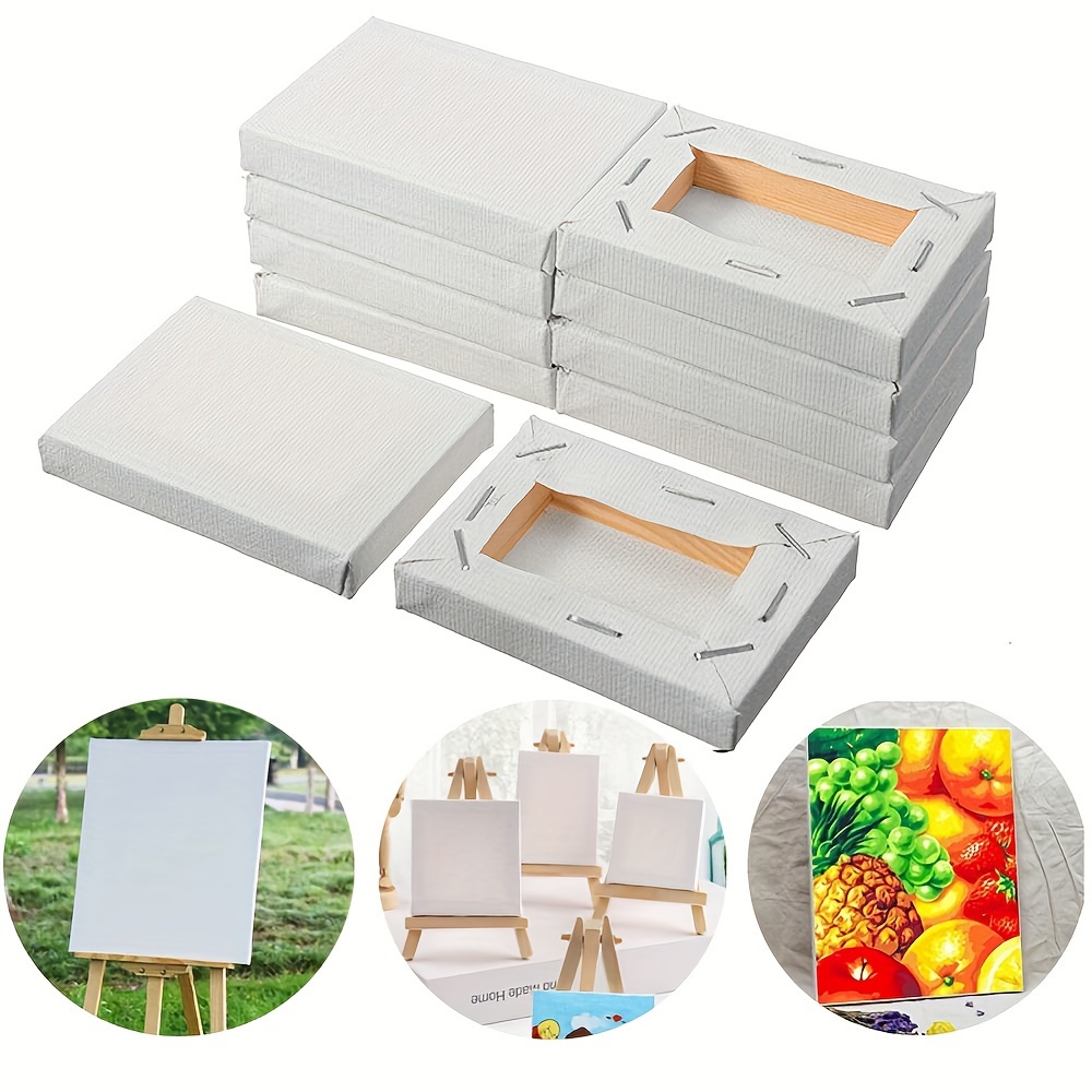 

10-pack Mini Stretched Canvas Boards & Panels, Blank White Wood Frames For Oil Painting, Art Supplies For Artists