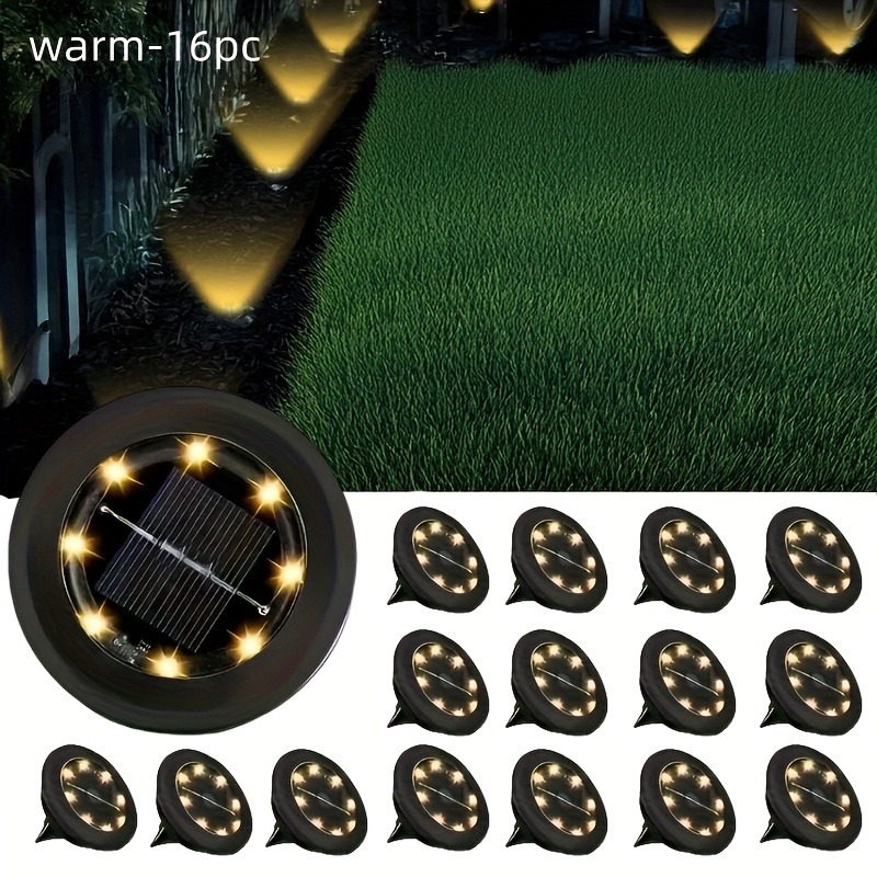 16 Pack Solar Pathway Lights Outdoor, Auto Dusk To Sensor, Spike Mount, Abs Plastic, Garden Yard Patio Walkway Landscape Lighting