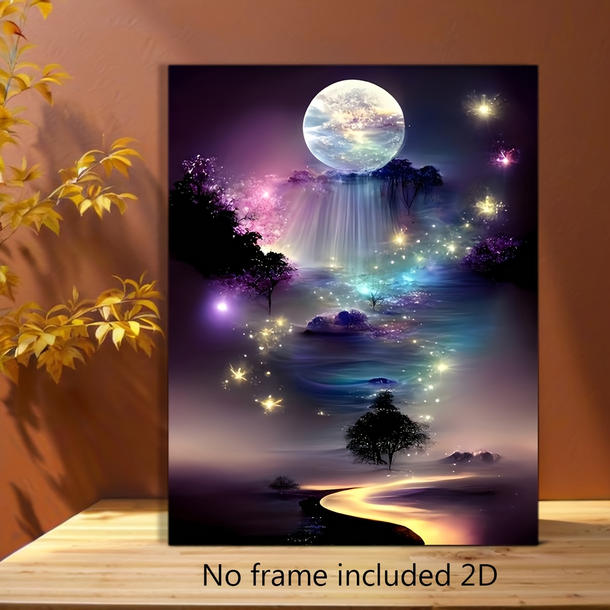 E-shop 2D-Flach, Poster & Drucke, ohne Rahmen, 2D, . Leinwandbild, Mondlicht--Wald-Wandkunst für Zuhause, Schlafzimmer, Wohnzimmer, Kinderzimmer,