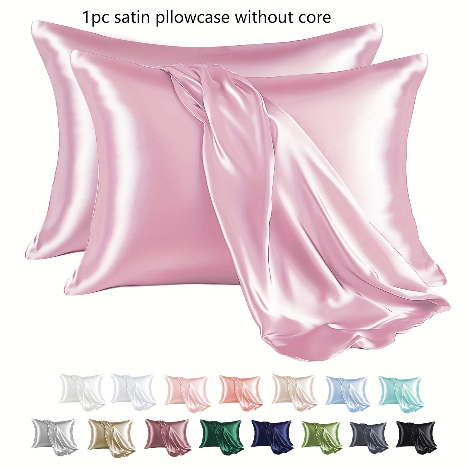 

1pc Hypoallergenic Satin Pillowcase, 100% Polyester, Breathable & Skin-friendly, Solid Color, Envelope Closure, Machine Washable, Luxurious Soft Bedding For Bedroom