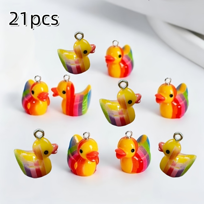 TEMU 21pcs Colorful Duck Pendants, Suitable For Making, Bracelets, Necklaces, Earrings - The Perfect Handmade Gift For Beginners And - Jewelry