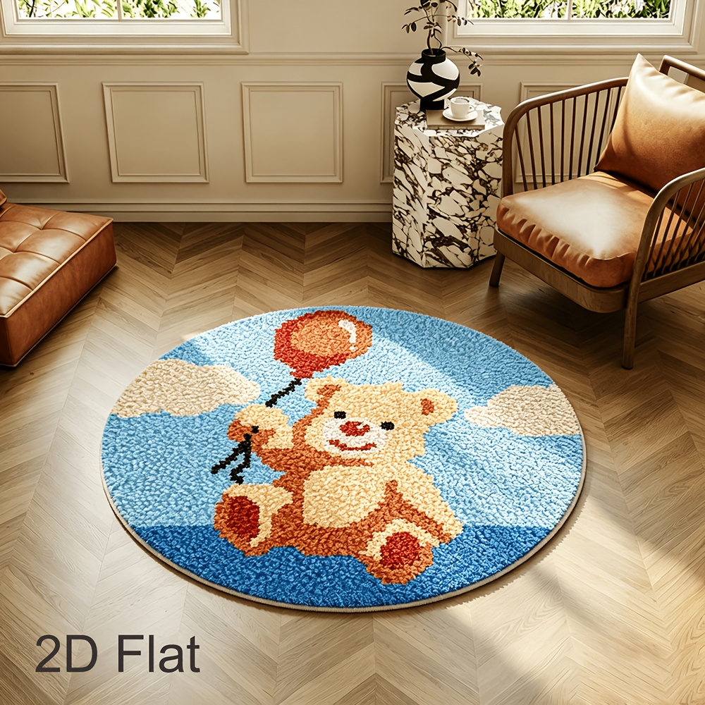 Bear Pattern Crochet Rug Making Kit, 2D Plane Beginner Tutorial