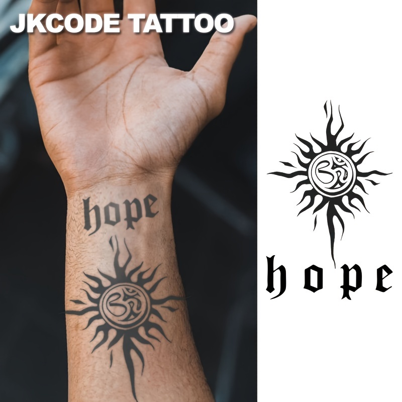 

Herbal Tattoo Stickers Words Hope Sun Totem Men Women Daily Style Party Dress Jewelry St Patricks Day Temporary Tattoo Lasting Waterproof 15 Days