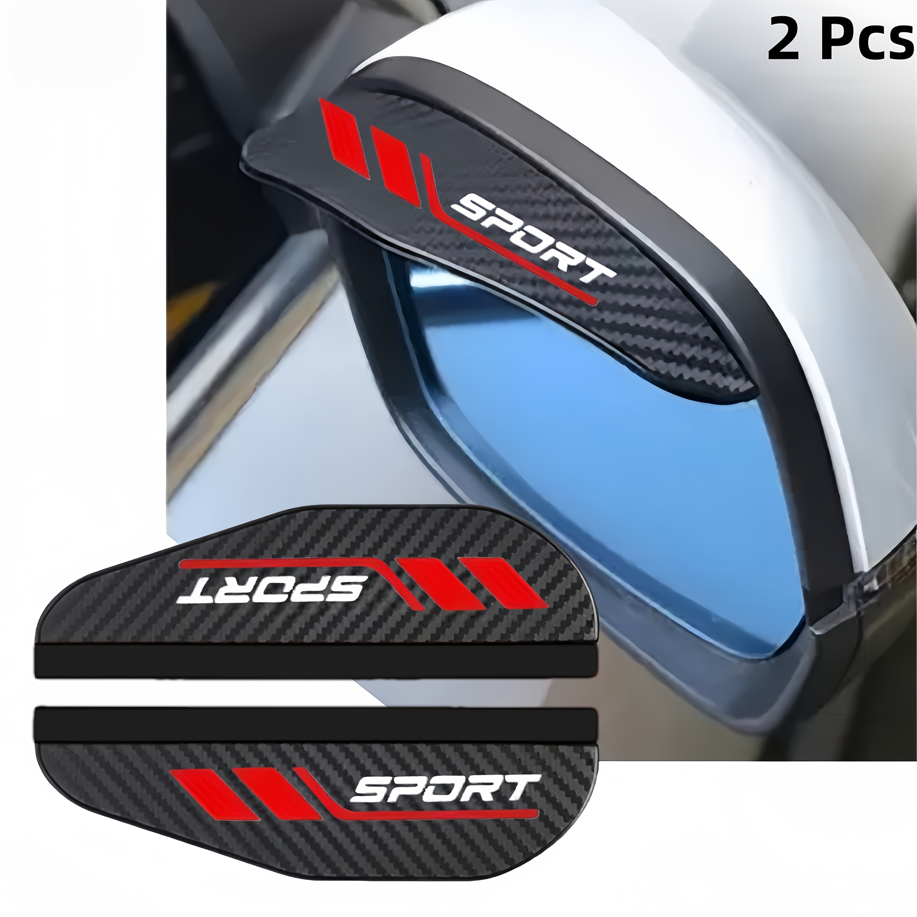 2pcs Thickened Rearview Mirror Rain Eyebrows, Sporty Style Car Rain Eyebrows, Carbon Fiber Patterned Rain Eyebrows, Car