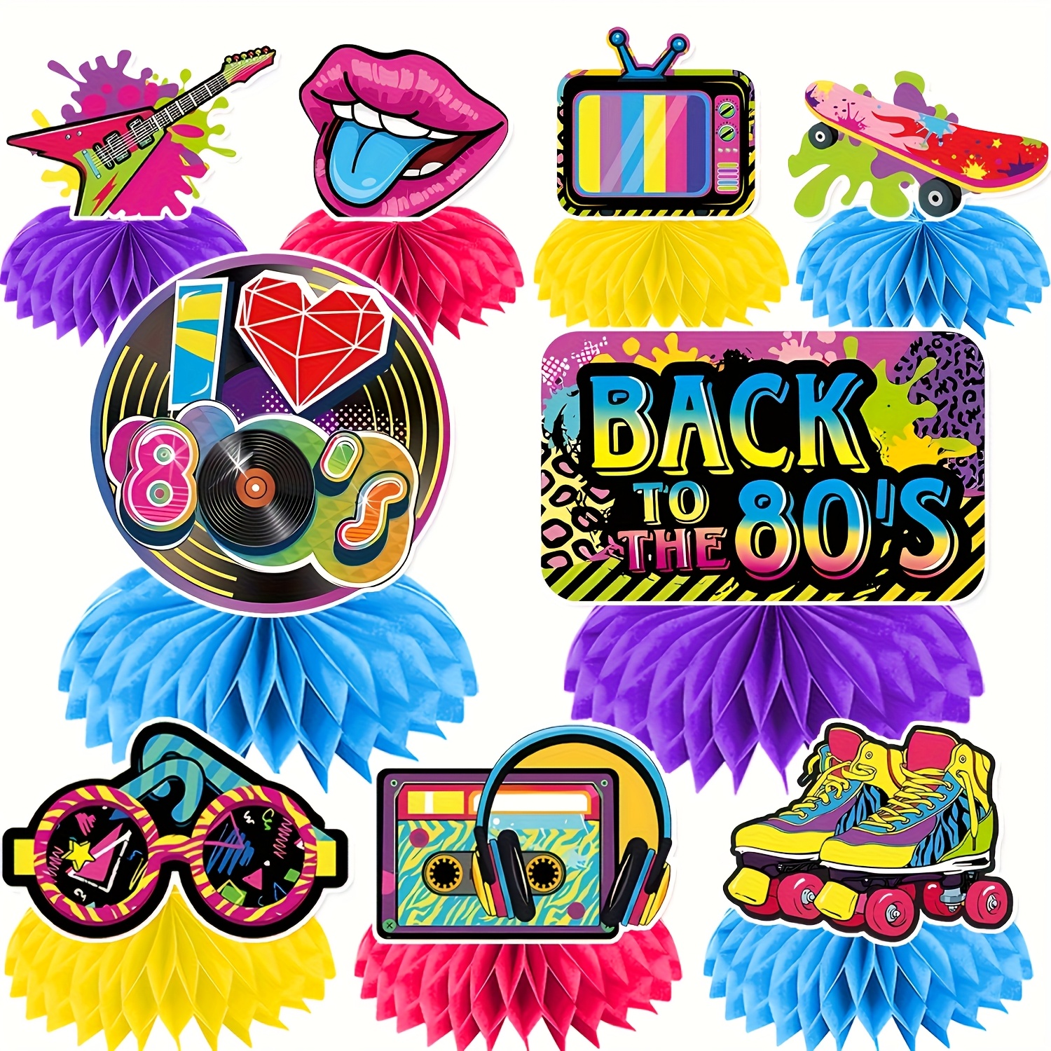 Lot De 4 Colliers De Perles Fluorescentes – Multicolores – Accessoire Costume Années 80 – Fête Retro, Cosplay, Soirée Déguisée – Taille Unique