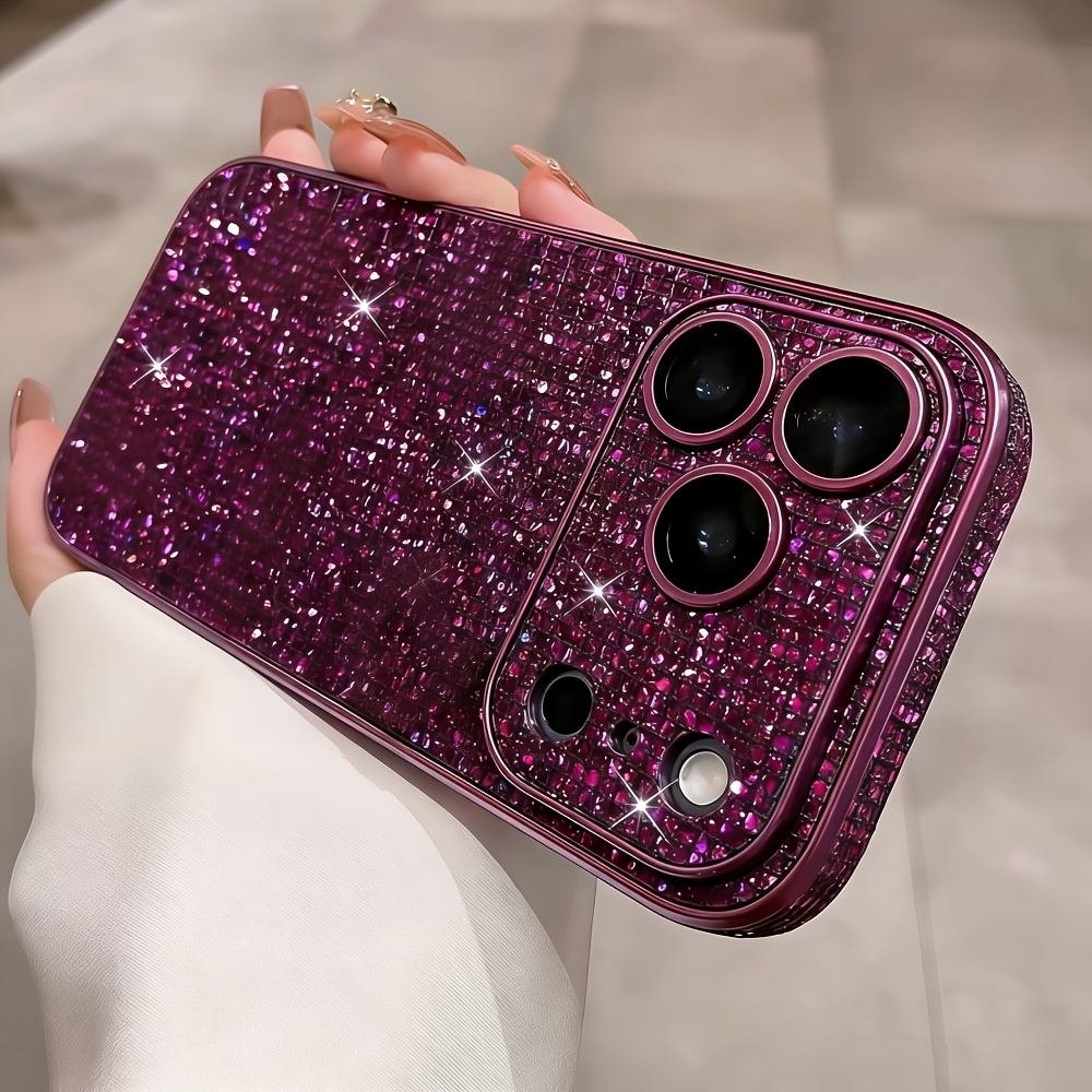 TEMU Funda para Teléfono - Funda de Lujo con Pantalla Completa, Lente Brillante, Lente con Lentejuelas a Cuadros para iPhone 17 Pro Max, 17 Pro, 16