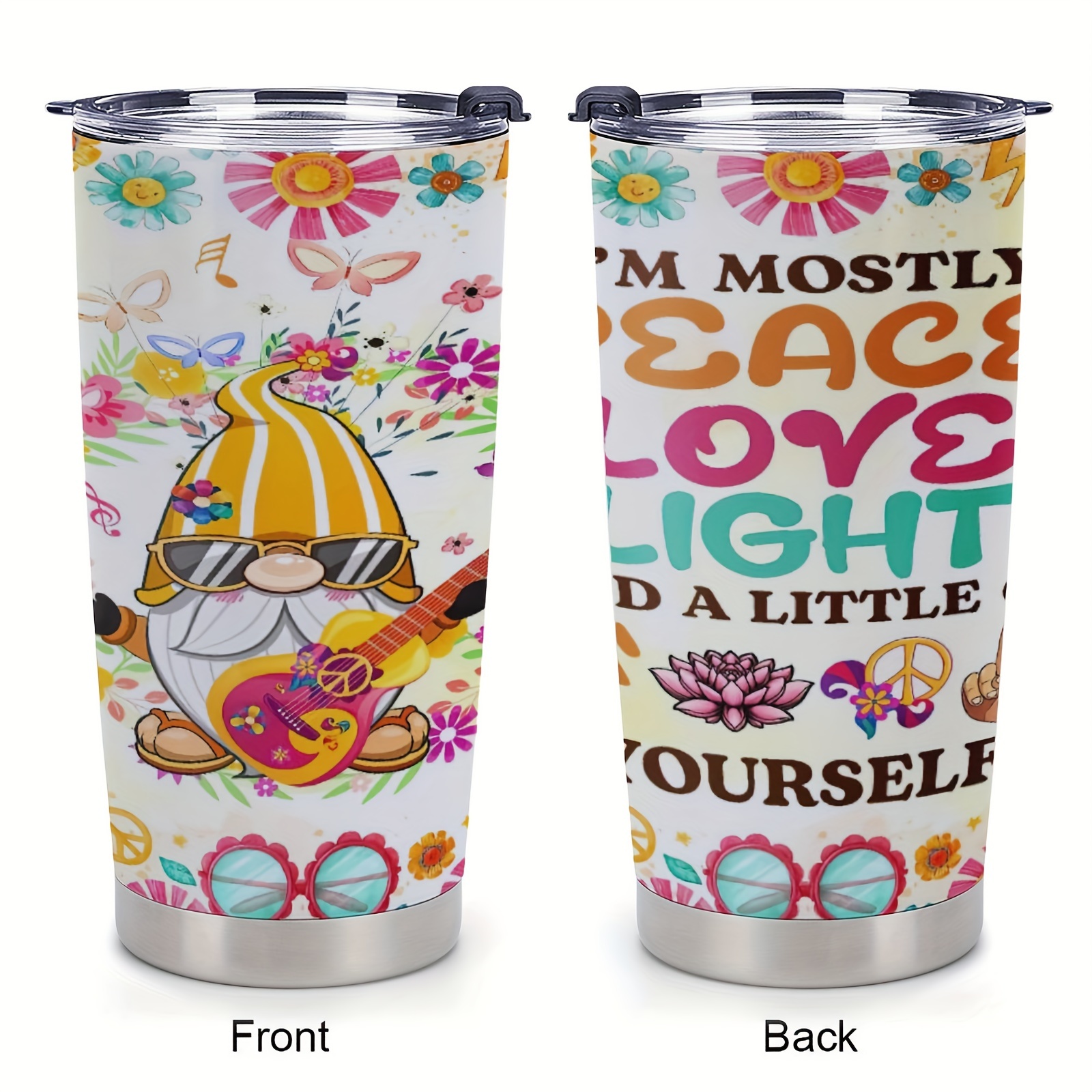 Boho Coffee Mug, Teacher Tumbler, Cute Coffee Tumbler with Lid and Straw,  Unique Birthday Gifts for Teacher, Women, Friends Female, Teenage Girls