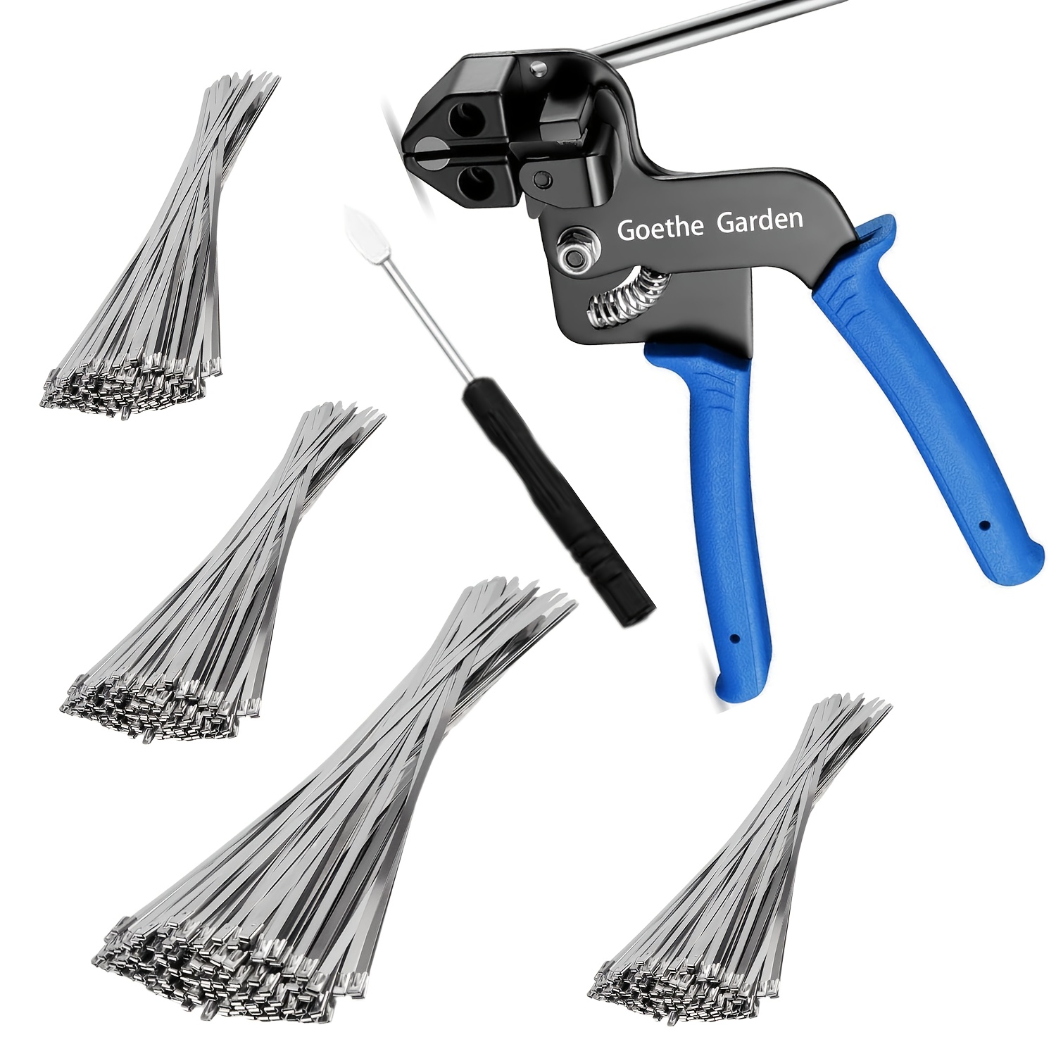 TEMU Durable 304 Stainless Steel Cable Tie Gun Set - 150 Metal Zip Ties (3 Sizes), Tool For Tensioning And Cutting For Fencing, Chicken Coops,