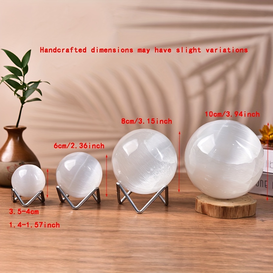 TEMU 1pc Selenite Crystal Ball Sphere Home Decor Comes With A Base