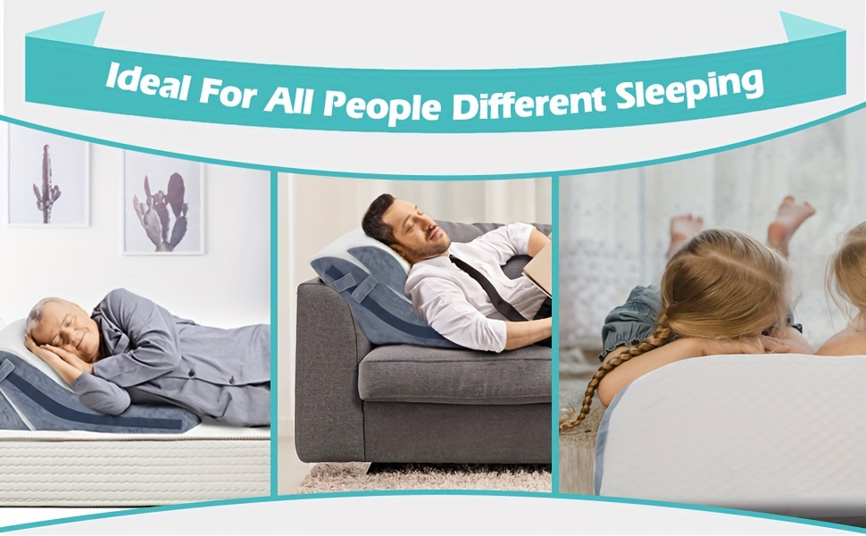 3-in-1 Incline Pillows Wedges For Back, Pillow For Sleeping, 15-in-1 Adjustable Memory Foam Wedge Pillow, Orthopedic Bed Wedge Pillow Set