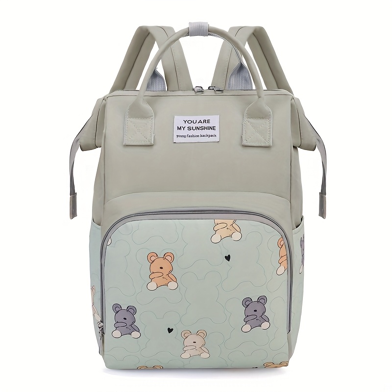 new bear print diaper bag backpack with insulated   essential for travel unisex