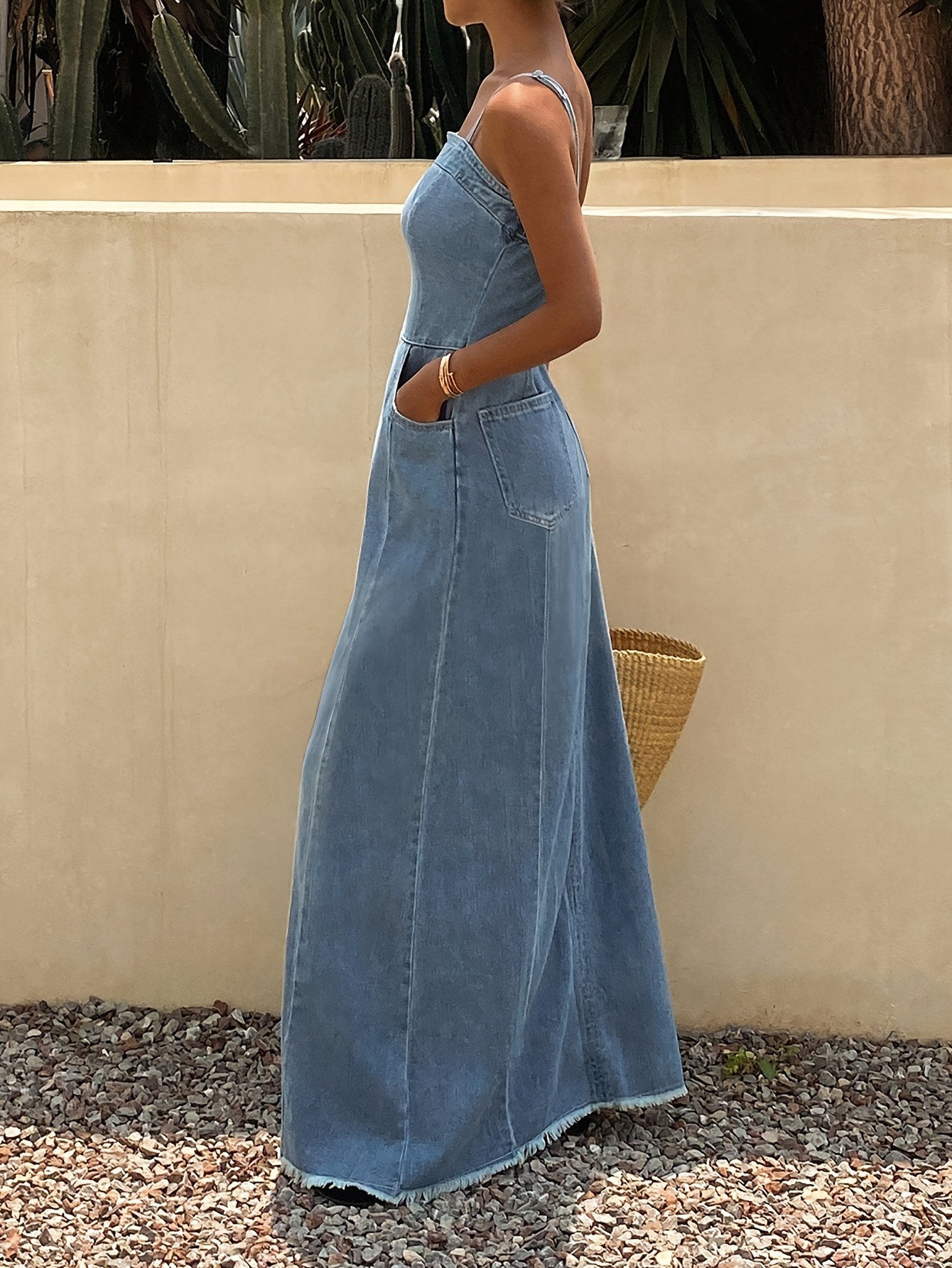white christmas dresses Rouge Acid Wash Denim Dress – Mero Studio main image 0