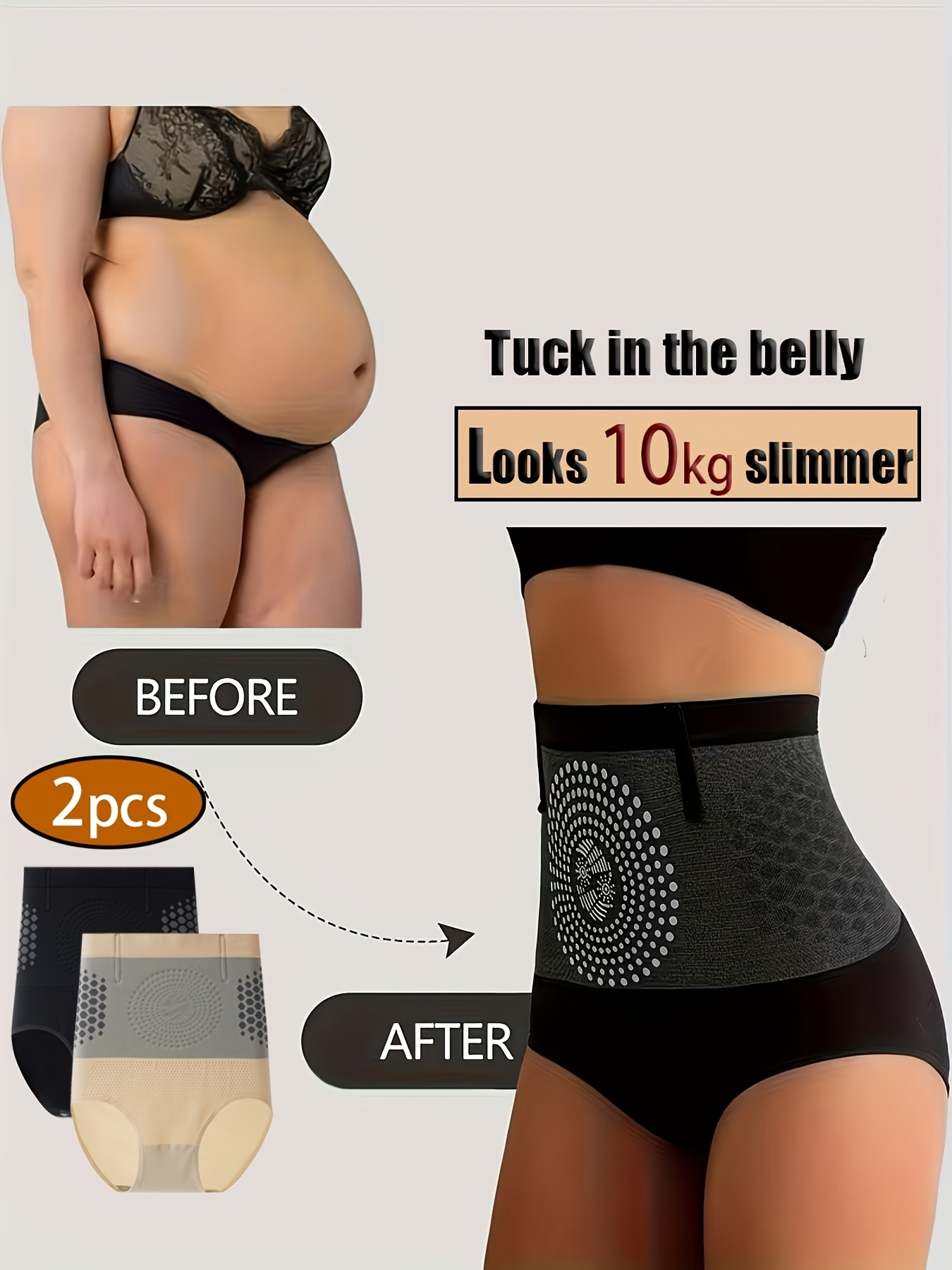 2pcs womens high waist shaping panties tummy waist cincher   lifter soft stretchable underwear suitable for daily wear for curvy women apricot black no