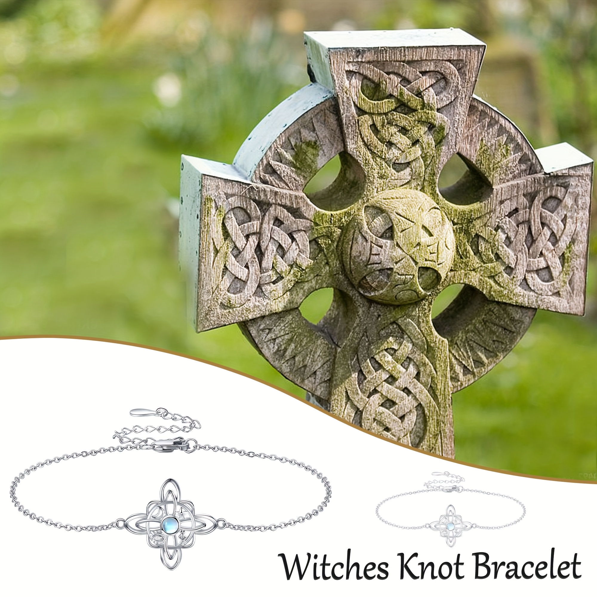 Witch Knot Bracelet 925 Sterling Silver Moonstone Ladies Gift