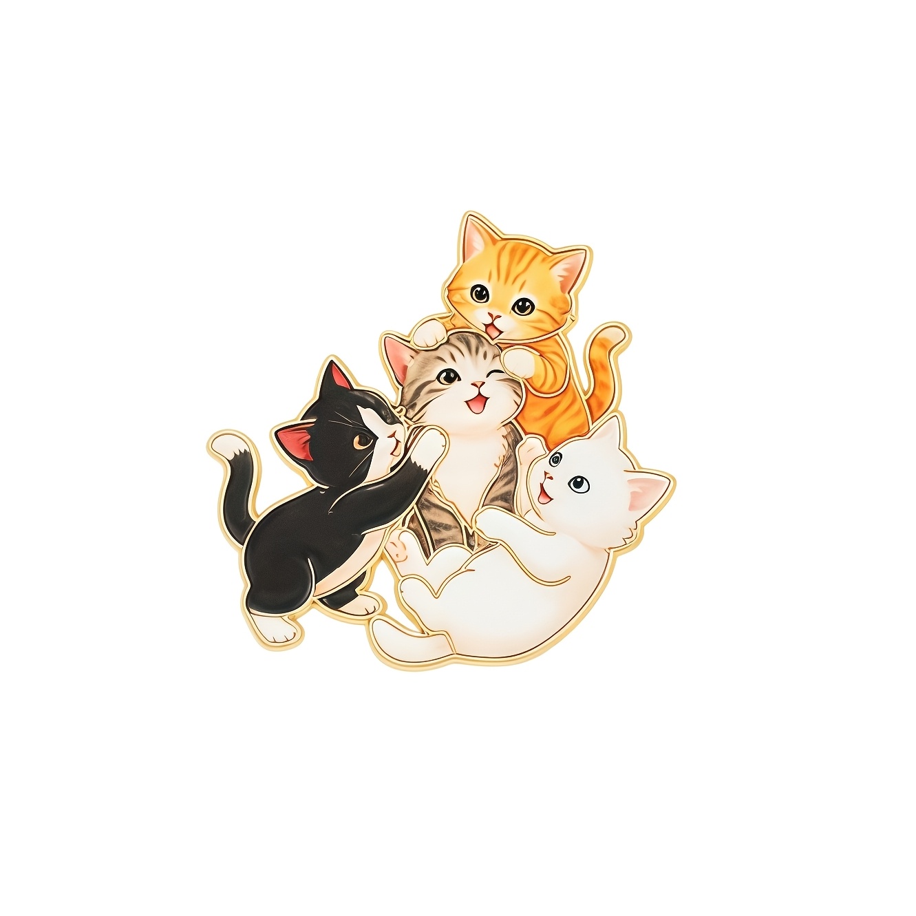 TEMU Cat Family Enamel Pin Color Blocking Fashion Decorative Badge Ornaments Lapel Bag Badges Gifts Christmas Gift