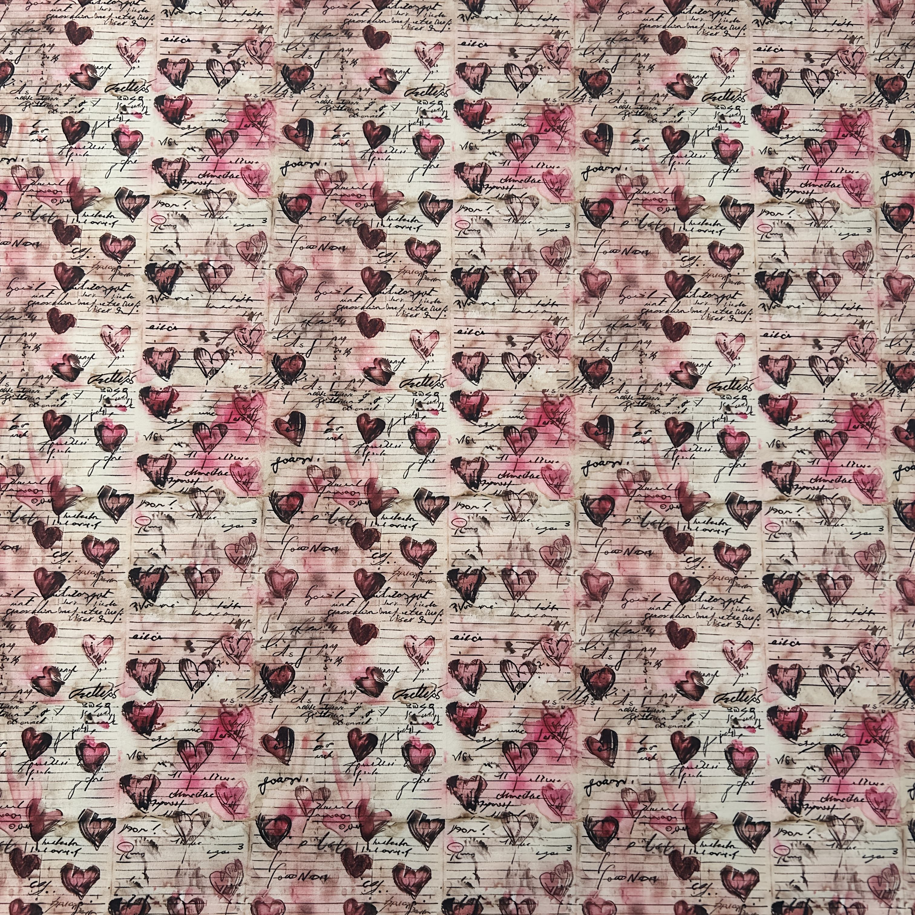 TEMU 1pc, Vintage Love Letter Printed Fabric, With Purple Pink Base Color And Handwritten Text Patterns To Create A Romantic Atmosphere Of A Vintage